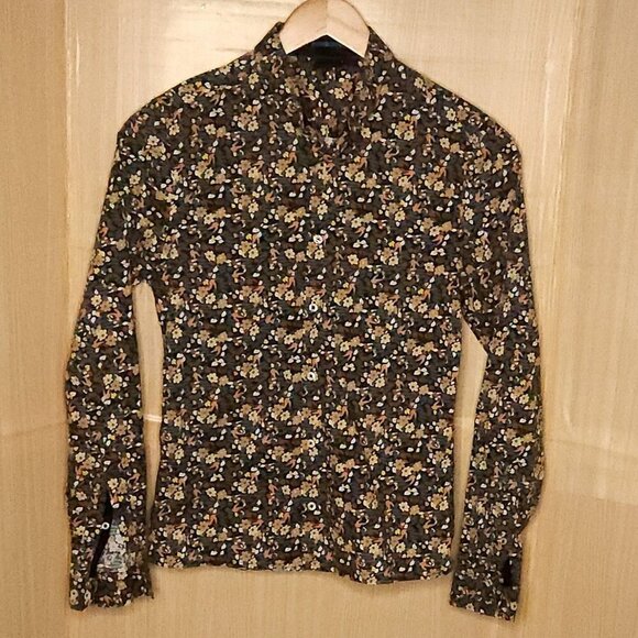 Asos Womens Black Floral Long Sleeve Button Down Shirt Small - Picture 1 of 4